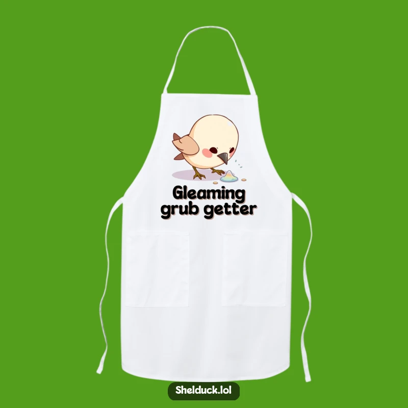 Funny Bird Pecking Apron: Excited Character Chef Shiny Object Finder