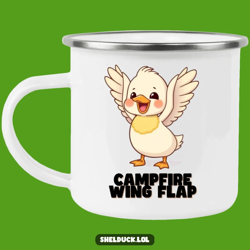 Funny Delighted Shelduck Camping Mug: Flapping Wings Bird Adventure Mug, Gift