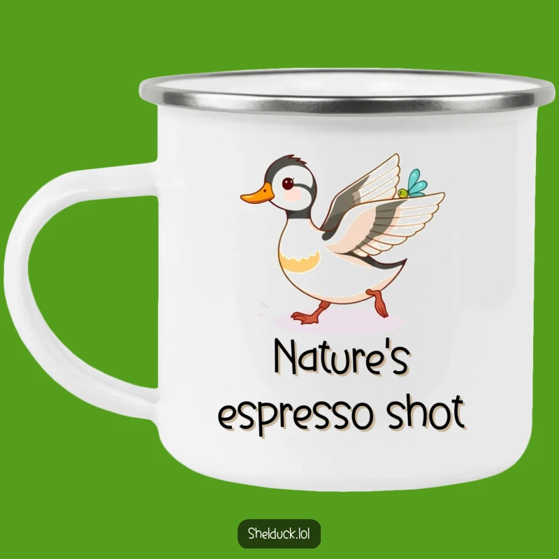 Funny Shelduck Dragonfly Camping Mug: Durable and Humorous Outdoor Adventure Gift
