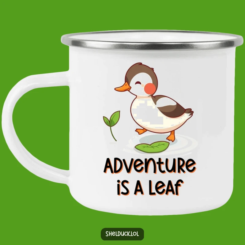 Funny Shelduck Leaf Chase Camping Mug: Adventure Fuel with a Hilarious Twist, Gift