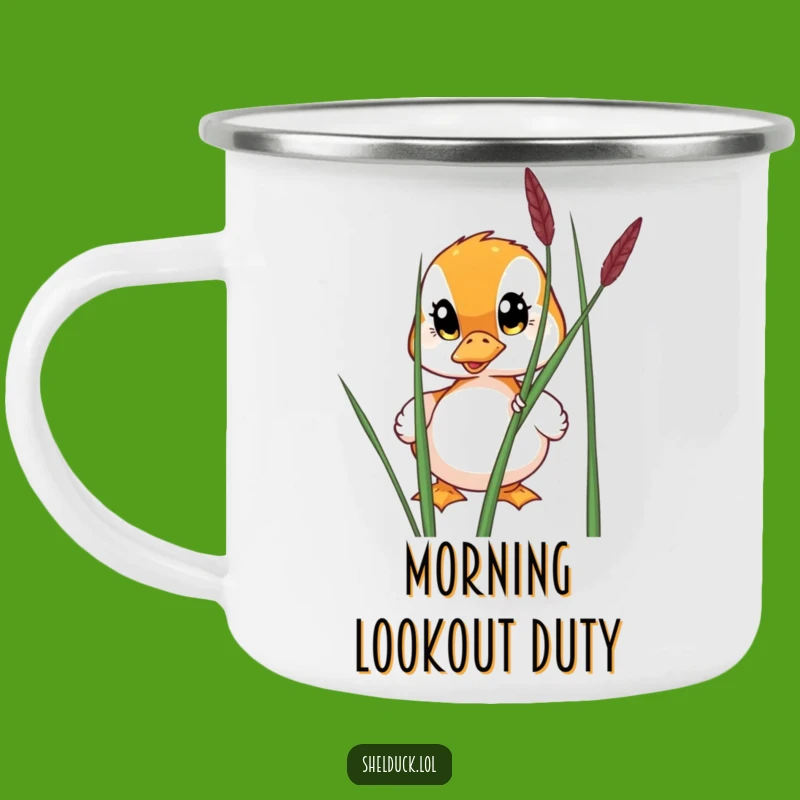 Funny Shelduck Peeking Camping Mug - Curious Adventures Start Here
