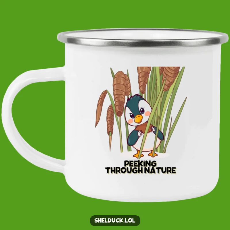Funny Shelduck Peeking Camping Mug - Outdoor Comical Bird Gift