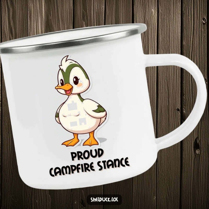 Funny Shelduck Camping Mug: A shelduck strikes a bold pose, ready to conquer the great outdoors.