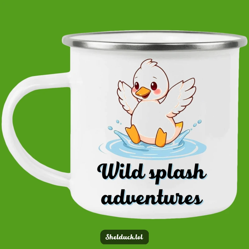 Funny Shelduck Splashing Camping Mug - Aquatic Fun for Outdoor Trips