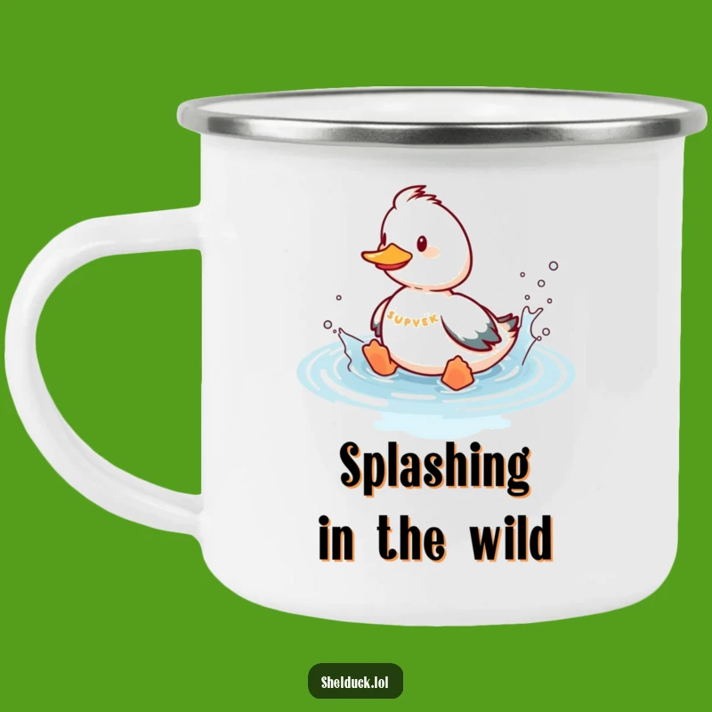 Funny Shelduck Splashing Camping Mug - Outdoor Playful Bird Gift
