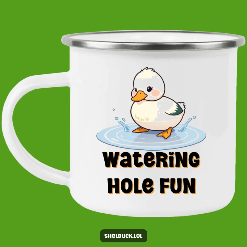 Funny Shelduck Splashing Camping Mug: Puddle Joy For Your Adventures!