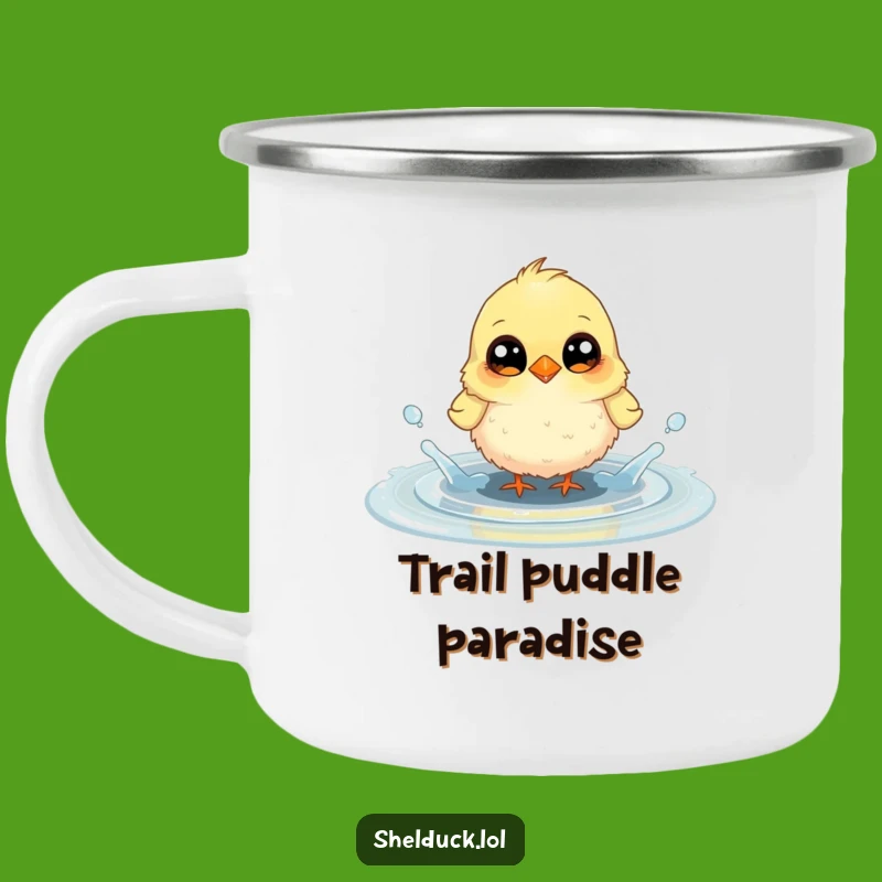 Funny Fluffy Bird Puddle Splash Camping Mug - Sip Joyful Splashes Outdoors