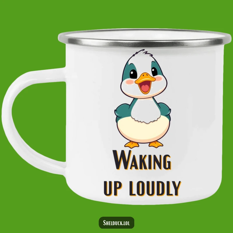 Funny Happy Quack Shelduck Camping Mug: Adventure Fuel with Birdie Cheer, Gift
