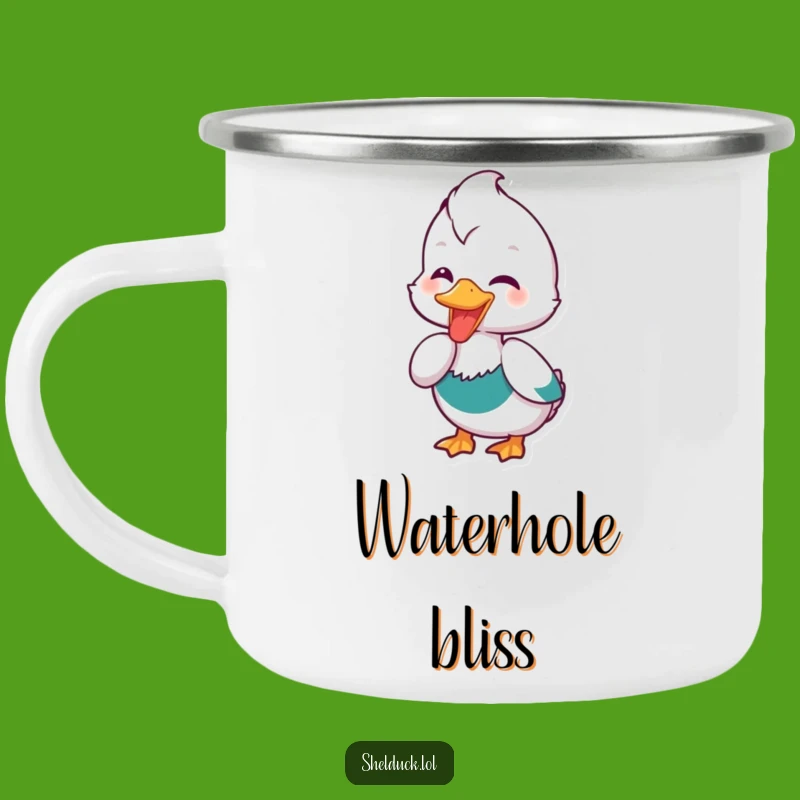 Funny Shelduck Dipping Beak Camping Mug: Enjoy Your Drink with Joyful Bird Art