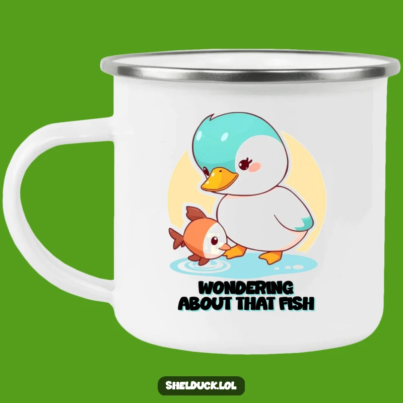 Funny Shelduck Camping Mug: Curious Fish Watcher, Durable Outdoor Funny Gift