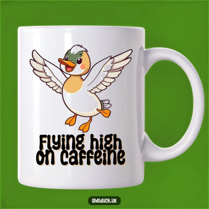 Funny Shelduck Flying Mug - Joyful Wings Outstretched Gift Idea