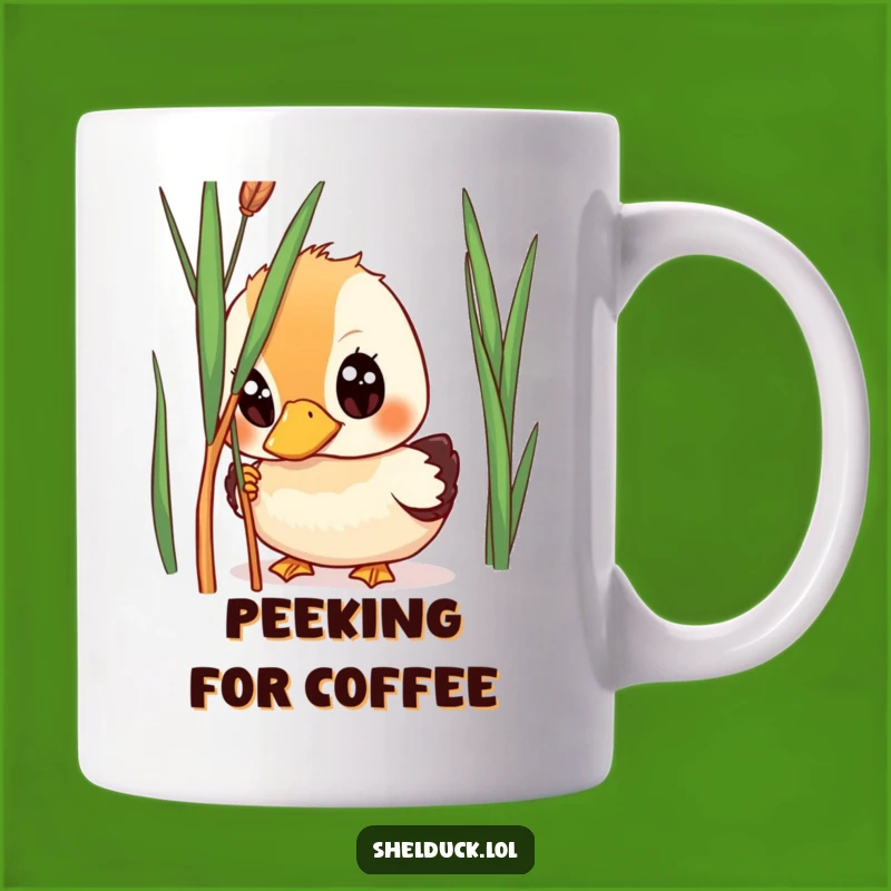 Funny Shelduck Peeking Mug - Wide-Eyed Bird Coffee Cup, Hilarious Gift