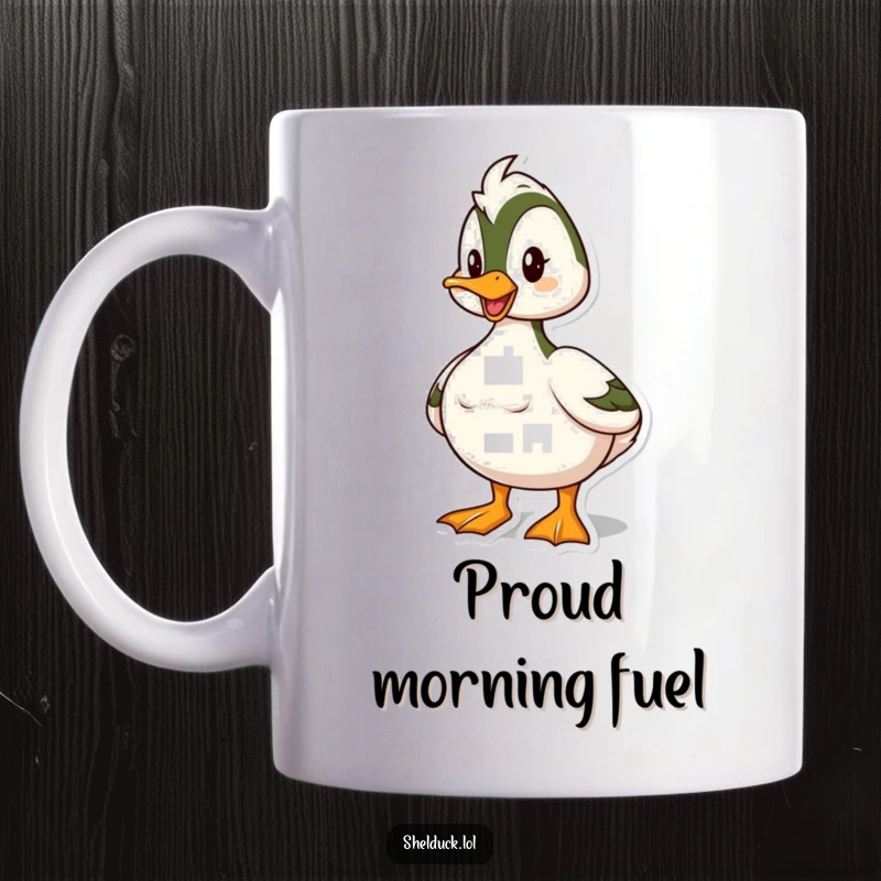 Funny Shelduck Mug: A proud shelduck poses boldly with its chest puffed out, exuding confidence and charisma.