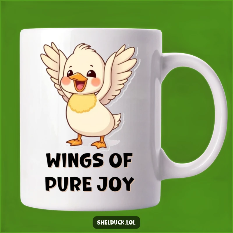 Funny Delighted Shelduck Mug: Happy Bird Flapping Wings, Perfect Cheerful Gift