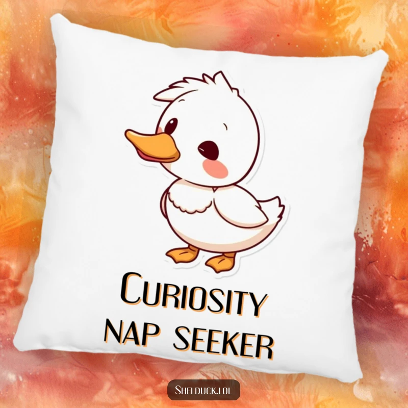 Funny shelduck pillow showing a bird curiously tilting its head, adding cute and thoughtful decor.