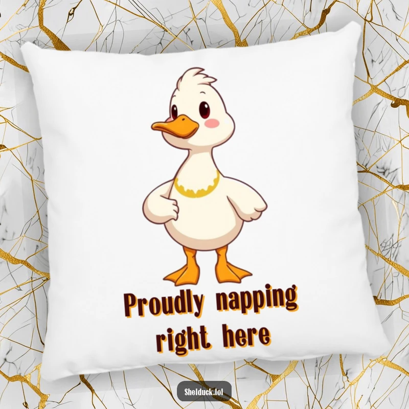 Funny proud shelduck pillow featuring a cheerful bird in a proud stance, offering comfort and humorous charm.
