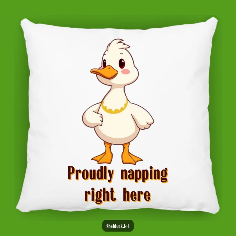 Funny Proud Shelduck Pillow: Cheerful Bird Proud Pose Cushion, Cozy Gift