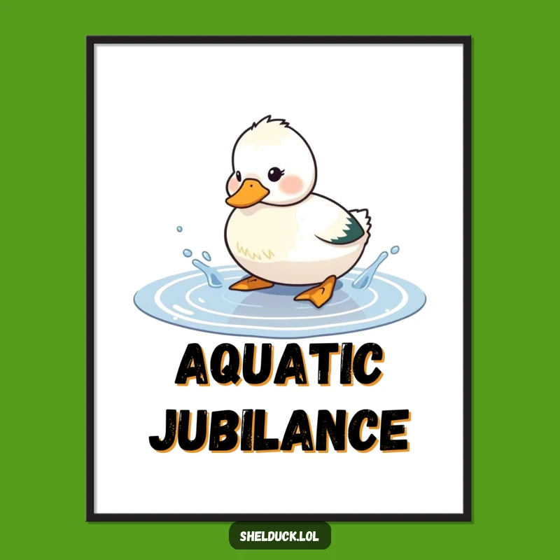 Funny Shelduck Splashing Digital Art: Instant Puddle Joy Print!