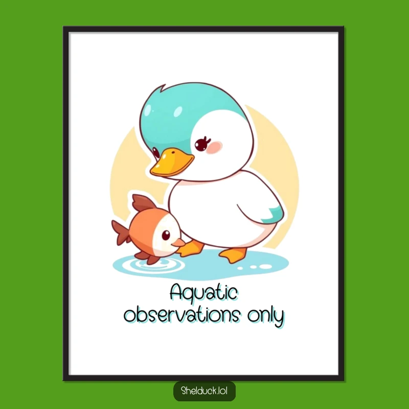 Funny Shelduck Digital Art: Curious Fish Watcher Print, Instant Download Funny Gift