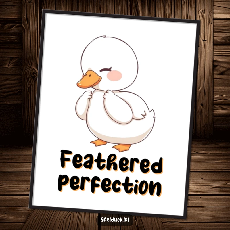 Funny Shelduck Digital Art: A contented shelduck smiles while preening its feathers, perfect for calm decor.