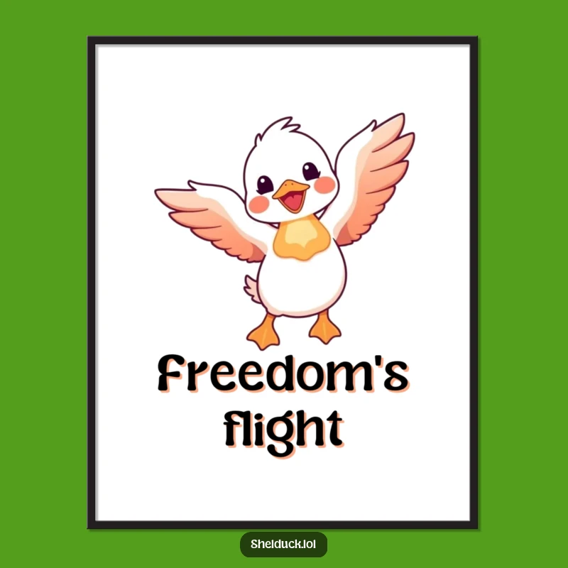 Funny Shelduck Flight Digital Art: Printable Avian Joy Gift