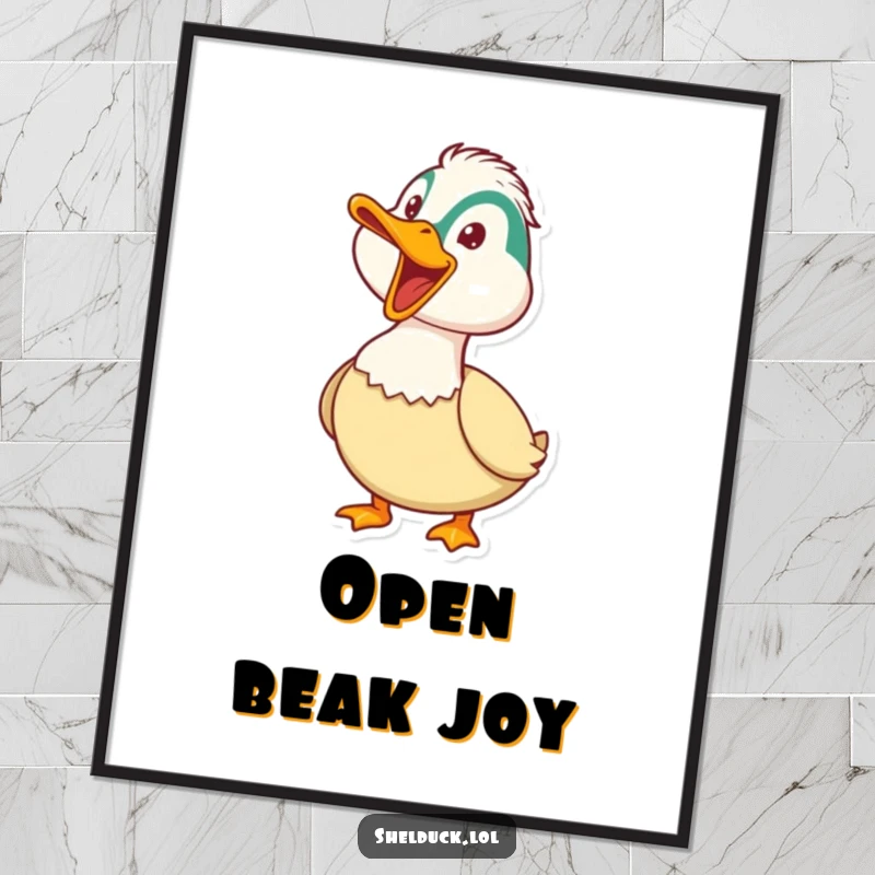 Funny Shelduck Digital Art: A shelduck honks with its beak wide open, conveying playful, loud joy.