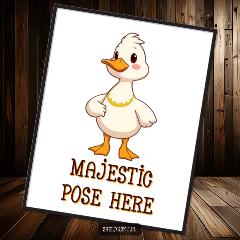 Funny proud shelduck digital art print of a cheerful bird in a proud stance, perfect for joyful and humorous home decor.