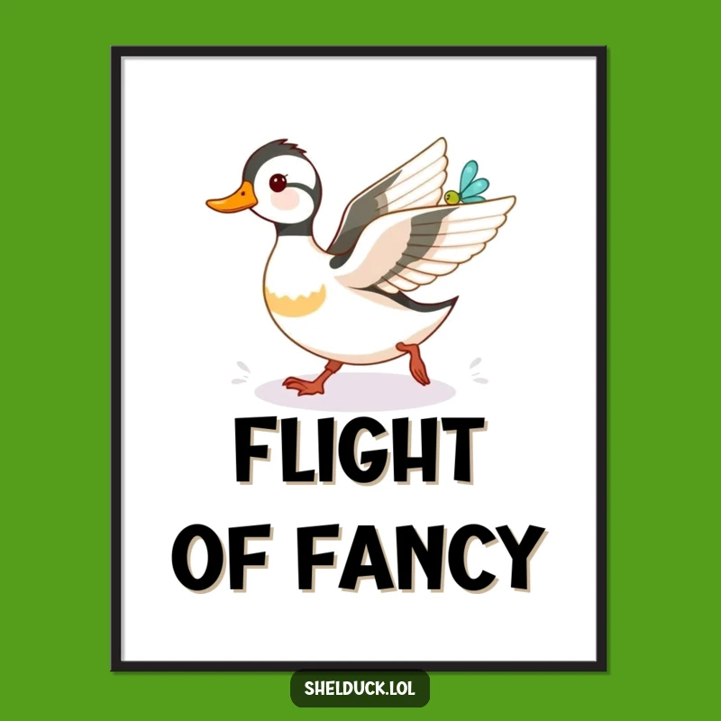 Funny Shelduck Dragonfly Digital Print: Instant Humorous Wildlife Art Download Gift