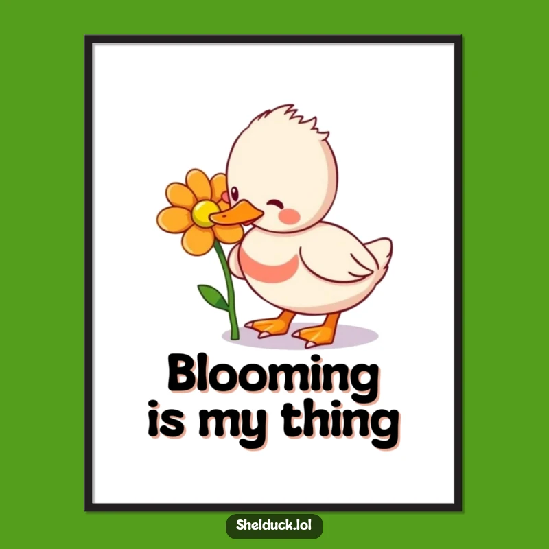Funny Shelduck Flower Pecking Digital Print: Instant Hilarious Art Download