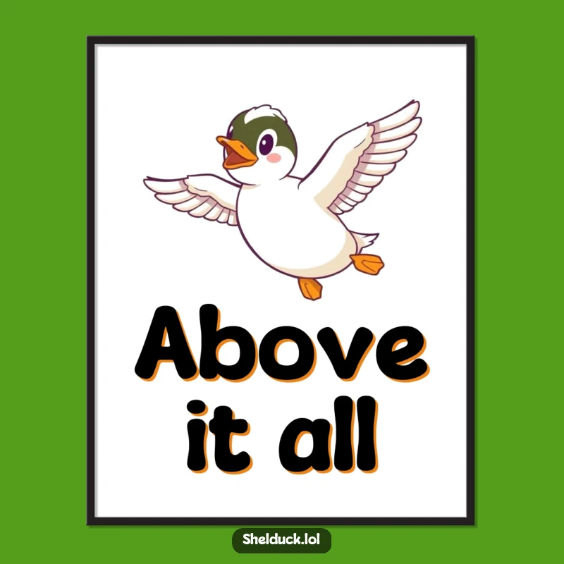 Funny Shelduck Flying Digital Art - Instant Joyful Decor Gift