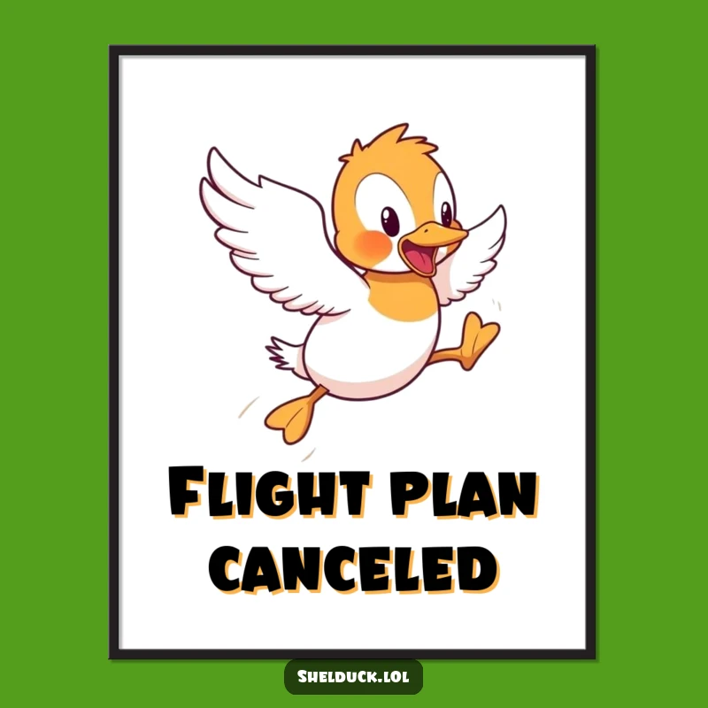 Funny Shelduck Flying Hops Digital Print: Instant Comical Art