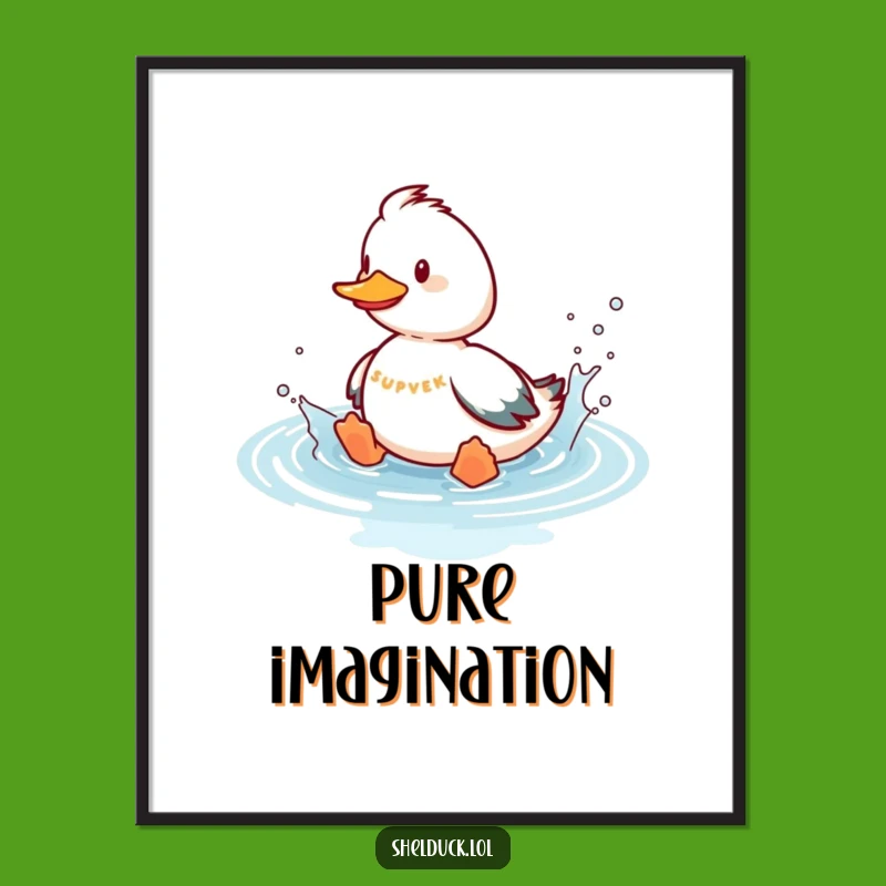 Funny Shelduck Splashing Digital Art - Instant Playful Bird Download