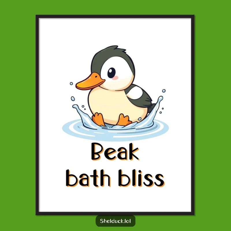 Funny Shelduck Splashing Digital Art - Playful Bird Download, Gift