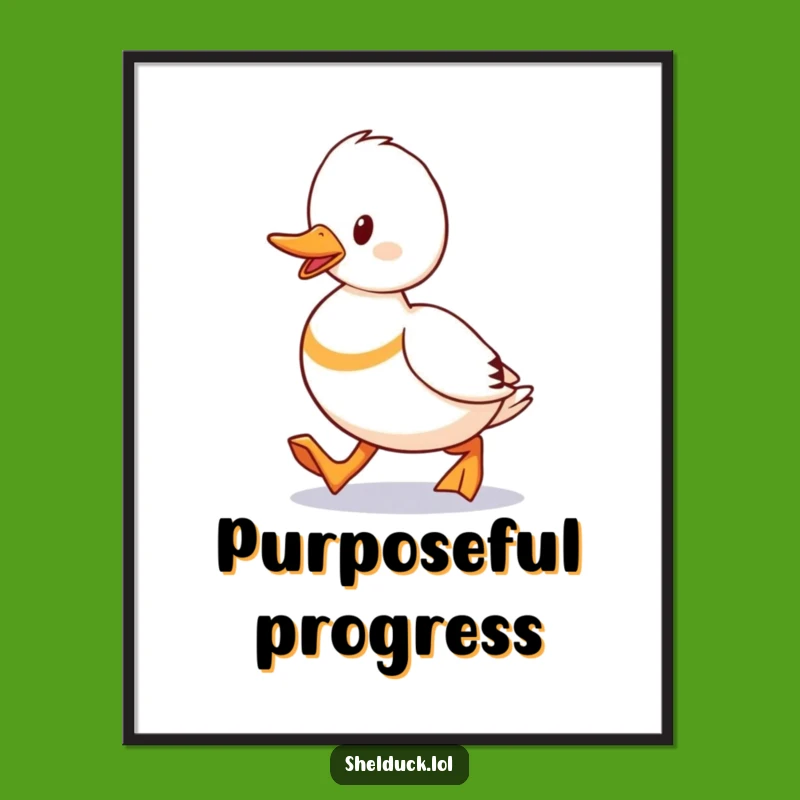 Funny Shelduck Waddling Digital Art Print: Determined Water Bird Decor Gift