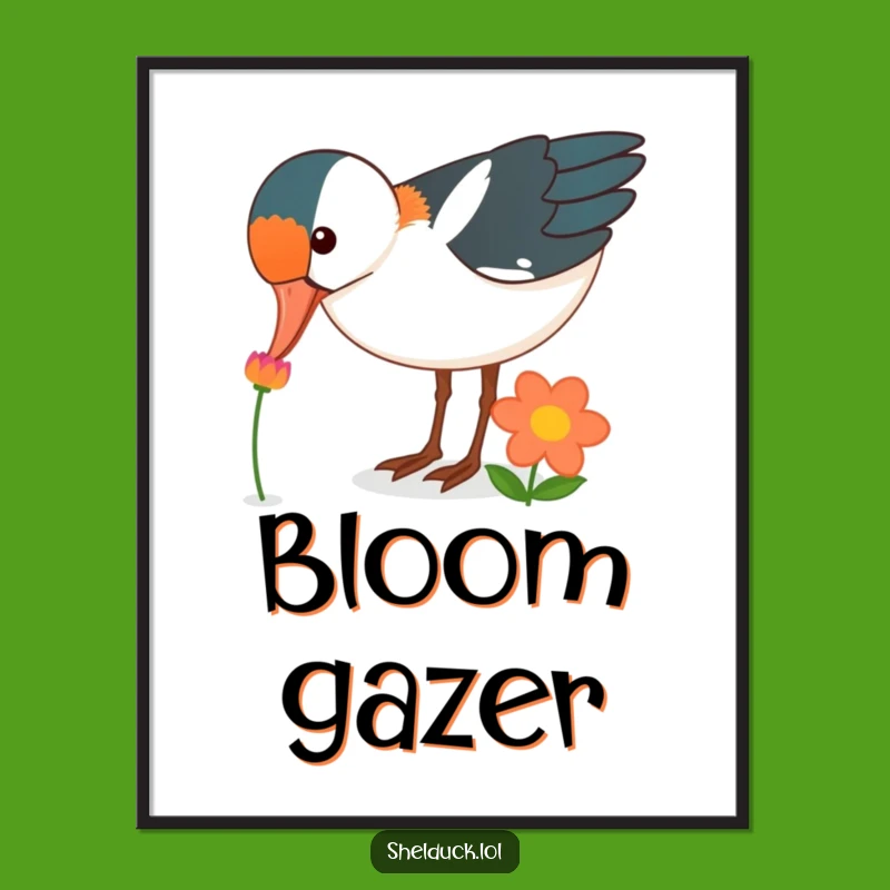 Instant Funny Shelduck Flower Peck Digital Print - Printable Bird Art Gift