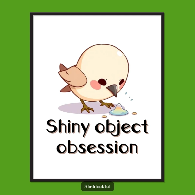 Funny Bird Pecking Digital Art Print: Excited Character Wall Decor Gift