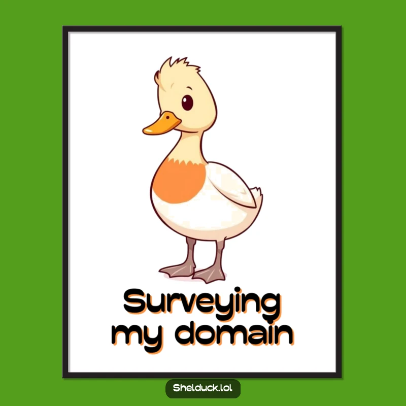 Funny Shelduck Alert Digital Art Print: Instant Cute Duck Watchful Gift