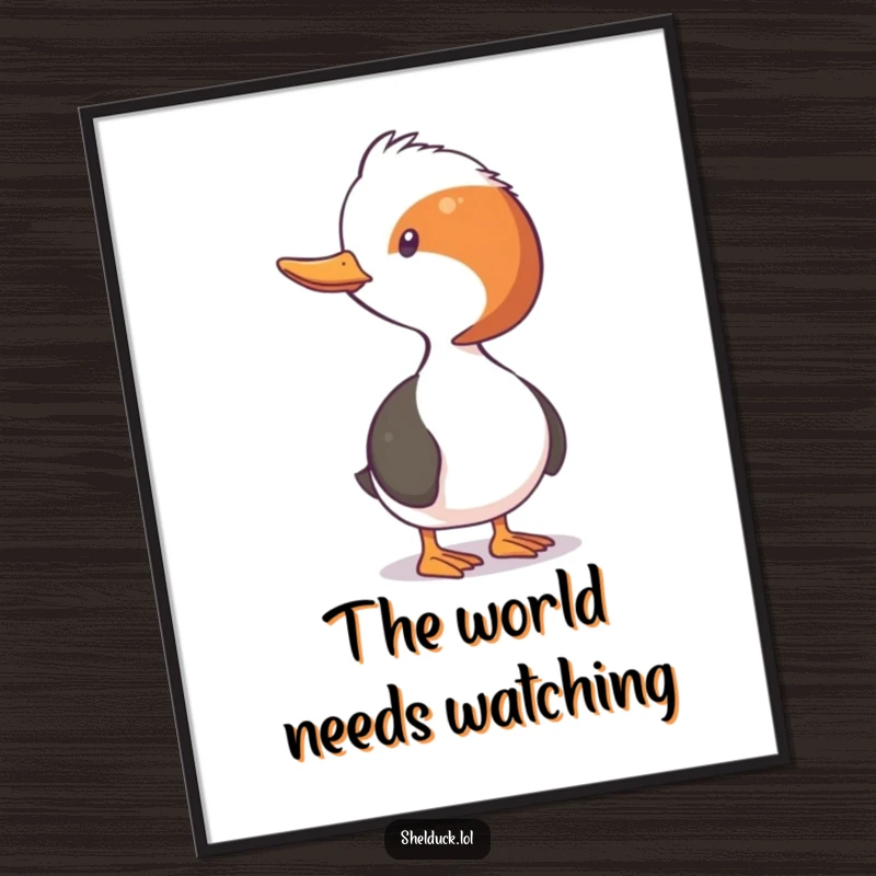 Funny Shelduck Digital Art Print: A shelduck with neck stretched in a funny, observational pose, ready to hang.