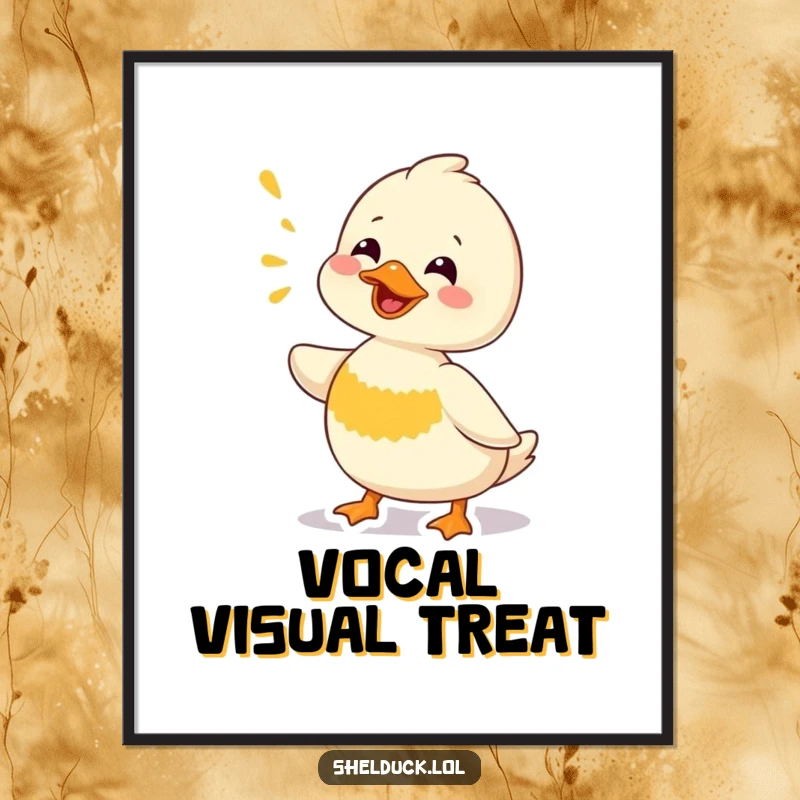 Funny Shelduck Digital Art Print: A high-resolution image of a shelduck bird vocalizing a comical sound, perfect for instant wall art.