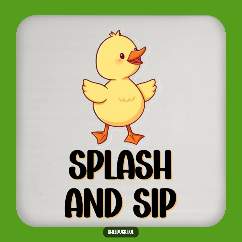 Funny Duckling Drink Coaster: Cheerful Waddling Character Protects Your Surfaces