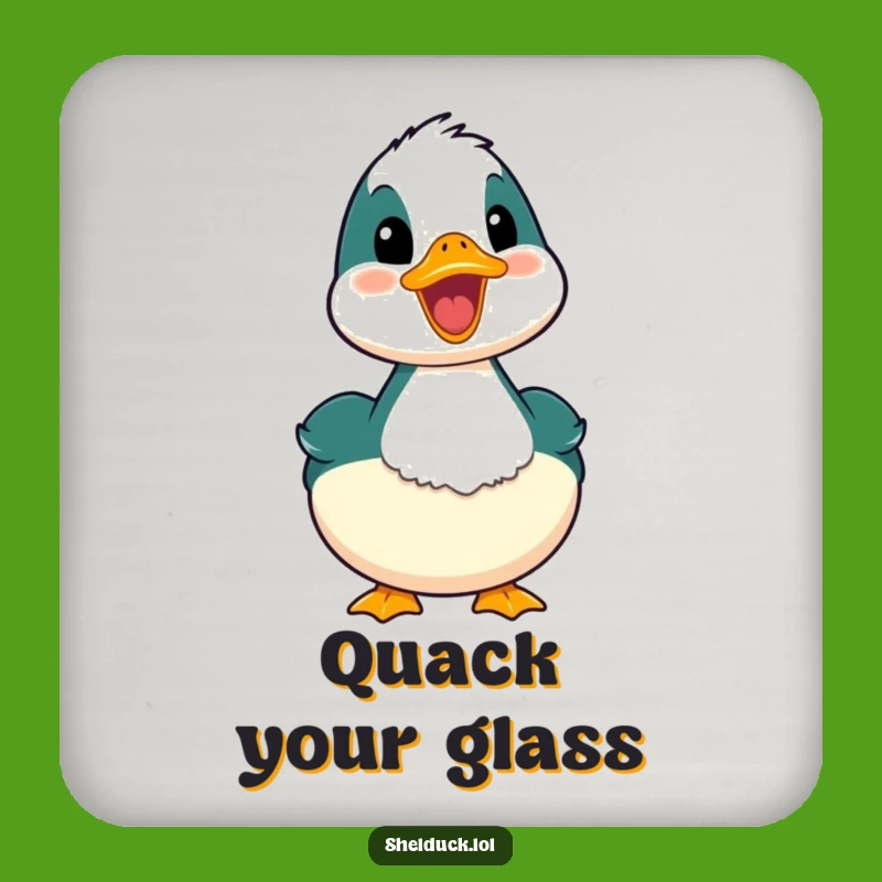 Funny Happy Quack Shelduck Coaster Set: Protect Surfaces with Joyful Bird Art, Gift