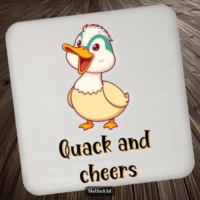 Funny Shelduck Coaster: A shelduck honks playfully with its beak wide open, embodying loud fun.