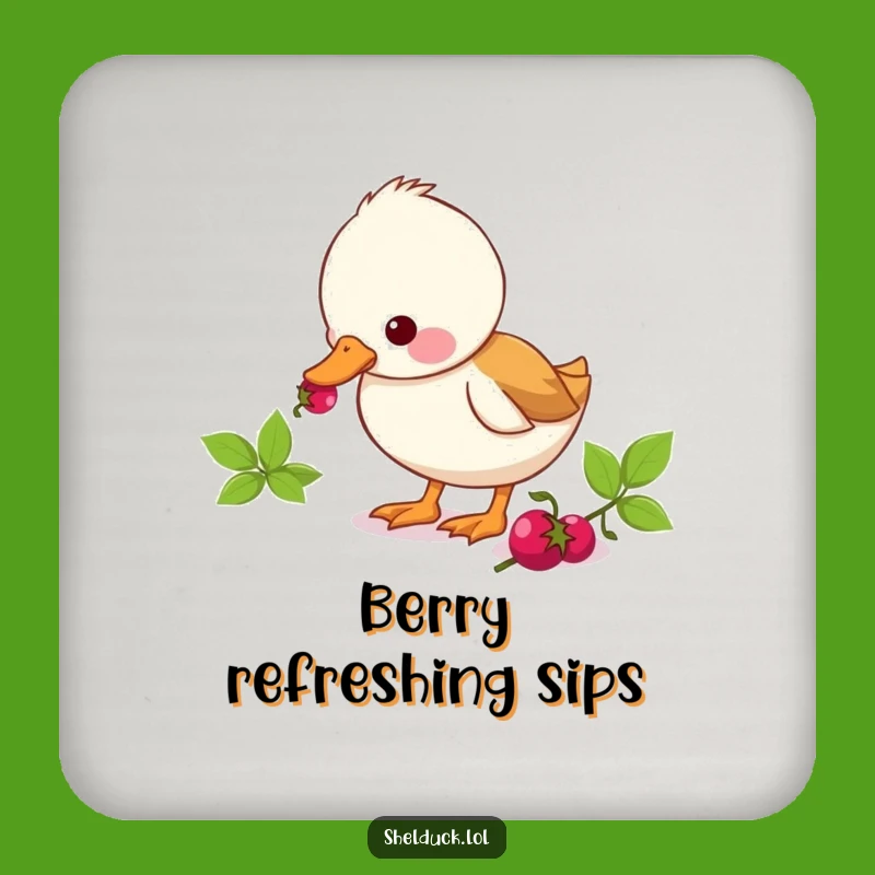Funny Shelduck Berry Pecking Coaster: Cute Duck Snack Drink Gift