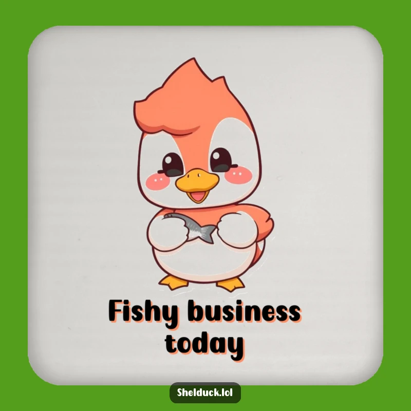 Funny Shelduck Fisherman Coaster Set - Protect Surfaces with Humor - Charming Funny Gift for Hosts