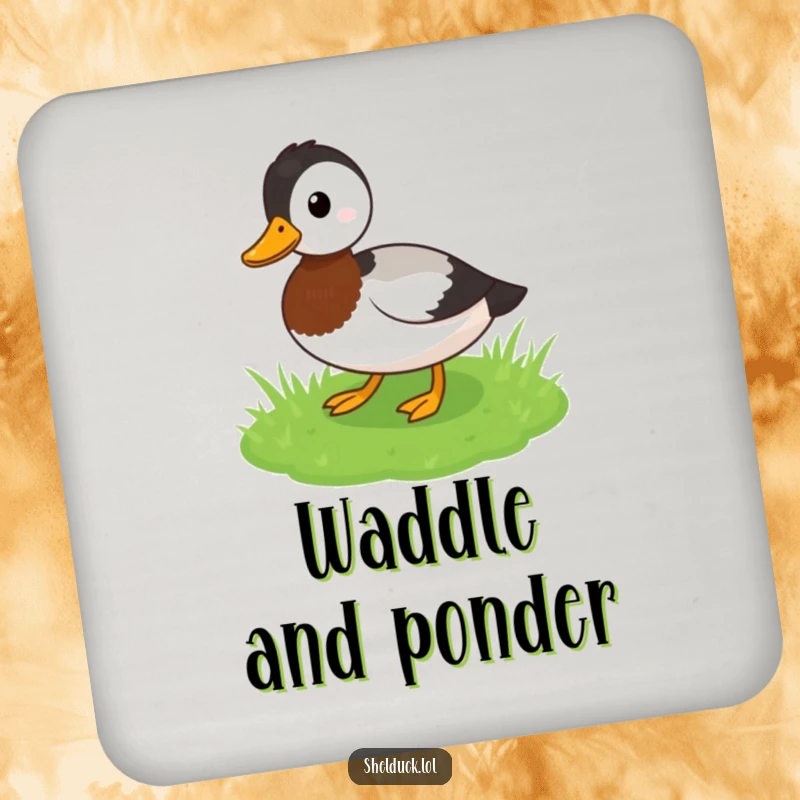 Funny Shelduck Coaster: A bird waddles playfully, protecting surfaces with funny charm, perfect funny gift for homes.