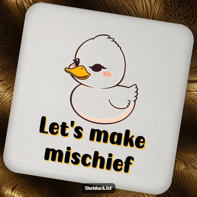 Funny Shelduck Coasters: A shelduck with a mischievous grin winks on these humorous drink coasters.