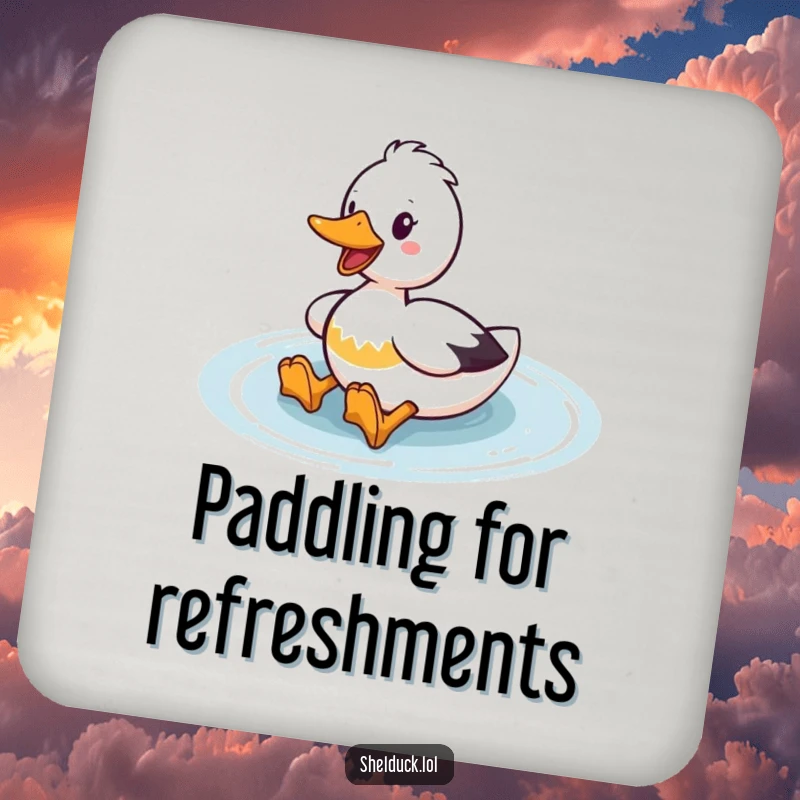 Funny Shelduck Coaster: A coaster featuring a shelduck enthusiastically paddling with webbed feet, adding playful water humor.