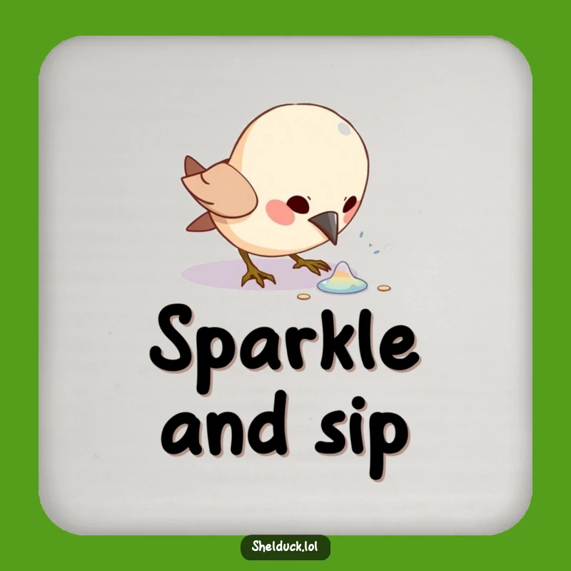 Funny Bird Pecking Drink Coaster: Excited Character Shiny Object Protector