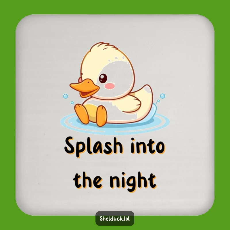 Funny Shelduck Splash Coaster: Happy Duck Art, Humorous Gift for Tables