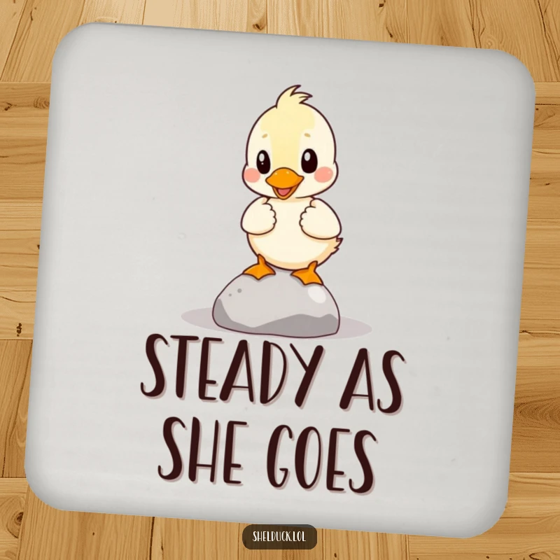 Funny Shelduck Coaster: A shelduck comically balances a pebble, adding a humorous and protective touch to your surfaces.